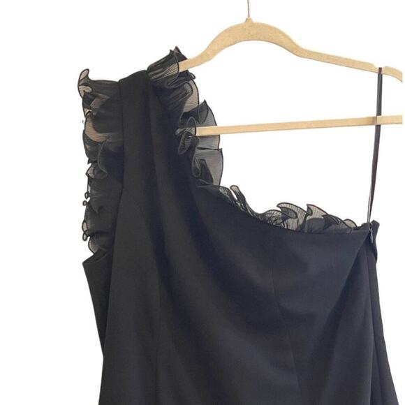 NEW Nordstrom x Maggie London Ruffle One-Shoulder Minidress Sheer Ruffles Sz 14 - Picture 6 of 9